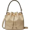 Tory Burch T Monogram Debossed Bucket Bag In Fresh Clay