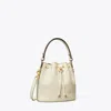 Tory Burch T Monogram Debossed Bucket Bag In Light Cream