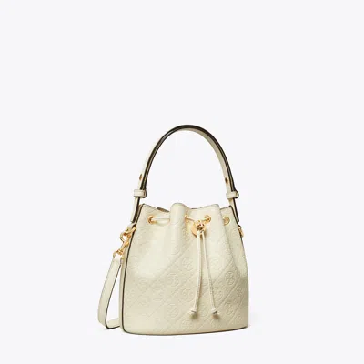 Tory Burch T Monogram Debossed Bucket Bag In Light Cream