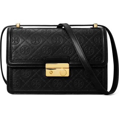 Tory Burch T Monogram Debossed Convertible Shoulder Bag In Black