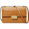 Tory Burch T Monogram Debossed Convertible Shoulder Bag In Tan
