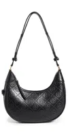 Tory Burch T Monogram Debossed Crescent Bag Black In Black