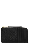 Tory Burch T Monogram Debossed Zip Card Case In Black