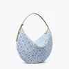 Tory Burch T Monogram Denim Balloon Bag In Blue