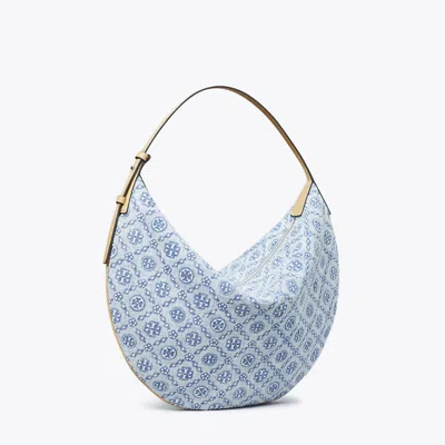 Tory Burch T Monogram Denim Balloon Bag In Blue