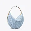 Tory Burch T Monogram Denim Balloon Bag In Powder Blue