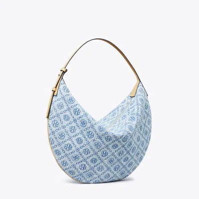 Tory Burch T Monogram Denim Balloon Bag In Powder Blue