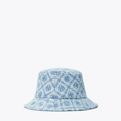 Tory Burch T Monogram Denim Bucket Hat In Gray