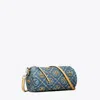 Tory Burch T Monogram Denim Embellished Cylinder Bag
