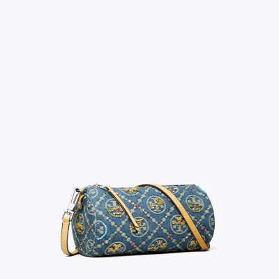 Tory Burch T Monogram Denim Embellished Cylinder Bag