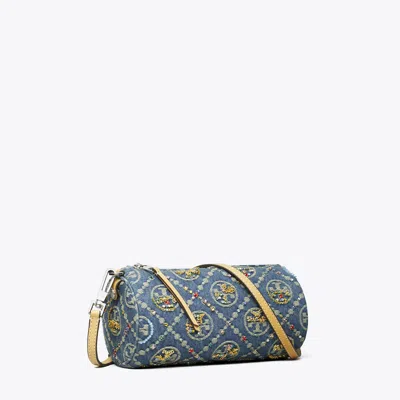 Tory Burch T Monogram Denim Embellished Cylinder Bag