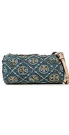 Tory Burch T Monogram Denim Embellished Cylinder Bag Boat House