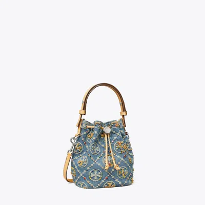 Tory Burch T Monogram Denim Embellished Mini Bucket Bag