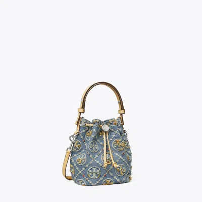 Tory Burch T Monogram Denim Embellished Mini Bucket Bag