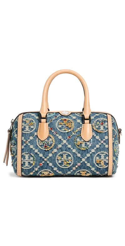 Tory Burch T Monogram Denim Embellished Petite Pouchette Boat House