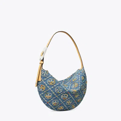 Tory Burch T Monogram Denim Embellished Small Balloon Bag