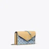 Tory Burch T Monogram Denim Envelope Chain Wallet In Seltzer