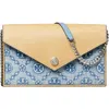 Tory Burch T Monogram Denim Envelope Crossbody Bag In Powder Blue