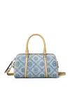 Tory Burch T Monogram Denim Mini Barrel Bag In Powder Blue