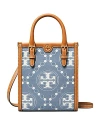 Tory Burch T Monogram Mini Jacquard Denim Tote Bag In Multi/gold
