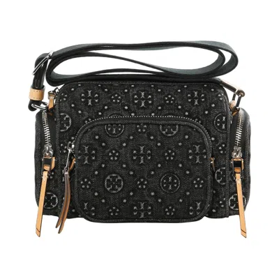 Pre-owned Tory Burch T Monogram Denim Pocket Crossbody 'black' | Women's Size Onesize