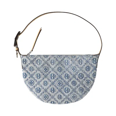 Pre-owned Tory Burch T Monogram Denim Small Balloon Bag 'powder Blue' | Women's Size Onesize