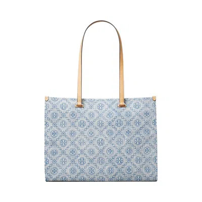 Pre-owned Tory Burch T Monogram Denim Tote 'powder Blue' | Women's Size Onesize