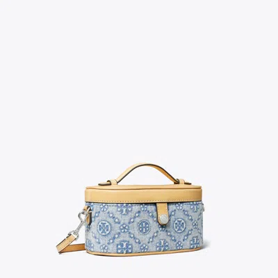 Tory Burch T Monogram Denim Vanity Case In Seltzer