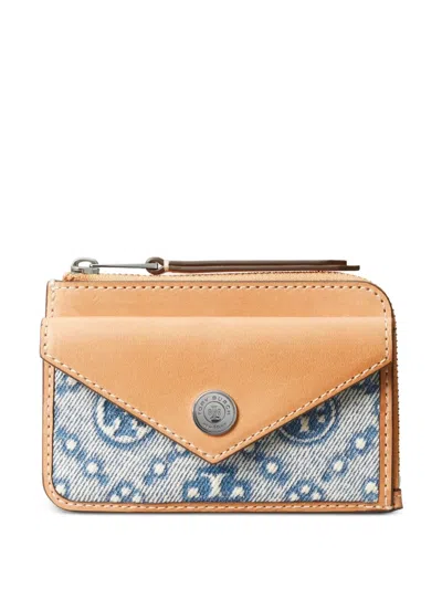 Tory Burch T-monogram Denim Zip Card Case In Multi