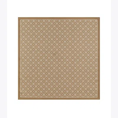 Tory Burch T Monogram Double-sided Silk Square Scarf In Natural Khaki