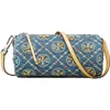 Tory Burch T Monogram Embellished Denim Cylinder Shoulder Bag