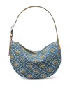 Tory Burch T Monogram Embellished Denim Shoulder Bag In Blue