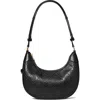 Tory Burch Leather T Monogram Crescent Shoulder Bag In Black