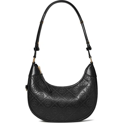 TORY BURCH TORY BURCH T-MONOGRAM EMBOSSED CRESCENT SHOULDER BAG