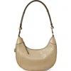 Tory Burch T Monogram Leather Crescent Shoulder Bag In Fresh Clay