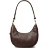 Tory Burch T-monogram Embossed Crescent Shoulder Bag In Maroon