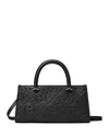 Tory Burch Small T Monogram Embossed East-west Tote Bag In Black/gold