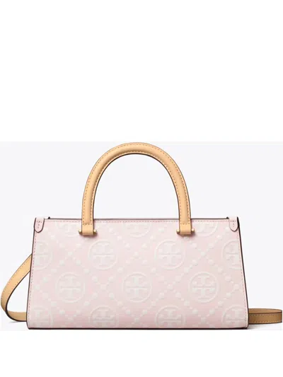 Tory Burch T Monogram-embossed E/w Tote Bag In Pink