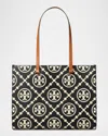 Tory Burch T Monogram Embossed Leather Tote Bag In Blackwhite