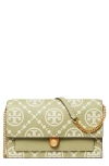 TORY BURCH T-MONOGRAM EMBOSSED LEATHER WALLET ON A CHAIN