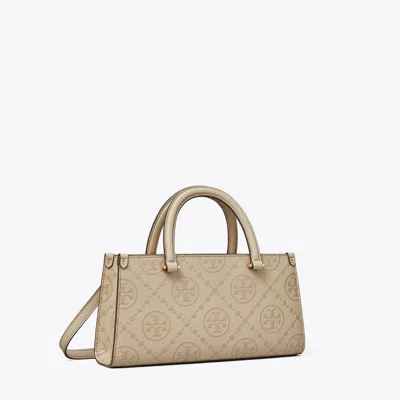 Tory Burch T Monogram Embossed Small Rectangular Tote In Brown