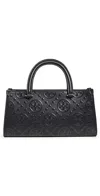 Tory Burch T Monogram Embossed Small Tote Black In Black