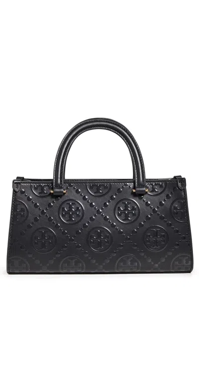 Tory Burch T Monogram Embossed Small Tote Black