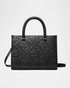 Tory Burch T Monogram Embossed Square Tote Bag In Black