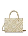 Tory Burch T Monogram Embossed Square Tote In Beige