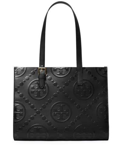 Tory Burch T Monogram-embossed Tote Bag In Black