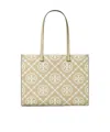 Tory Burch T Monogram Embossed Leather Tote Bag In Light Brown