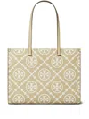 Tory Burch T Monogram Embossed Leather Tote Bag In Neutrals