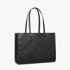 Tory Burch T Monogram Embossed Tote In Black