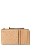 Tory Burch T-monogram Embossed Zip Wallet In Light Peach